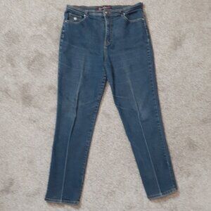 Women's "Gloria Vanderbilt" Blue Denim High Rise Jeans; Size 14